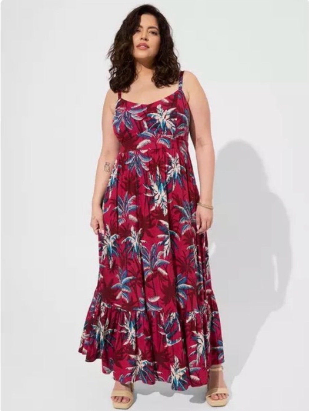 Torrid Fuchsia Palm-Print Maxi Dress